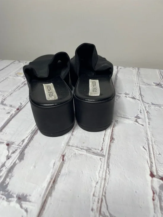 Steve Madden Black Platform Slip-On Sandals - Picture 5 of 6